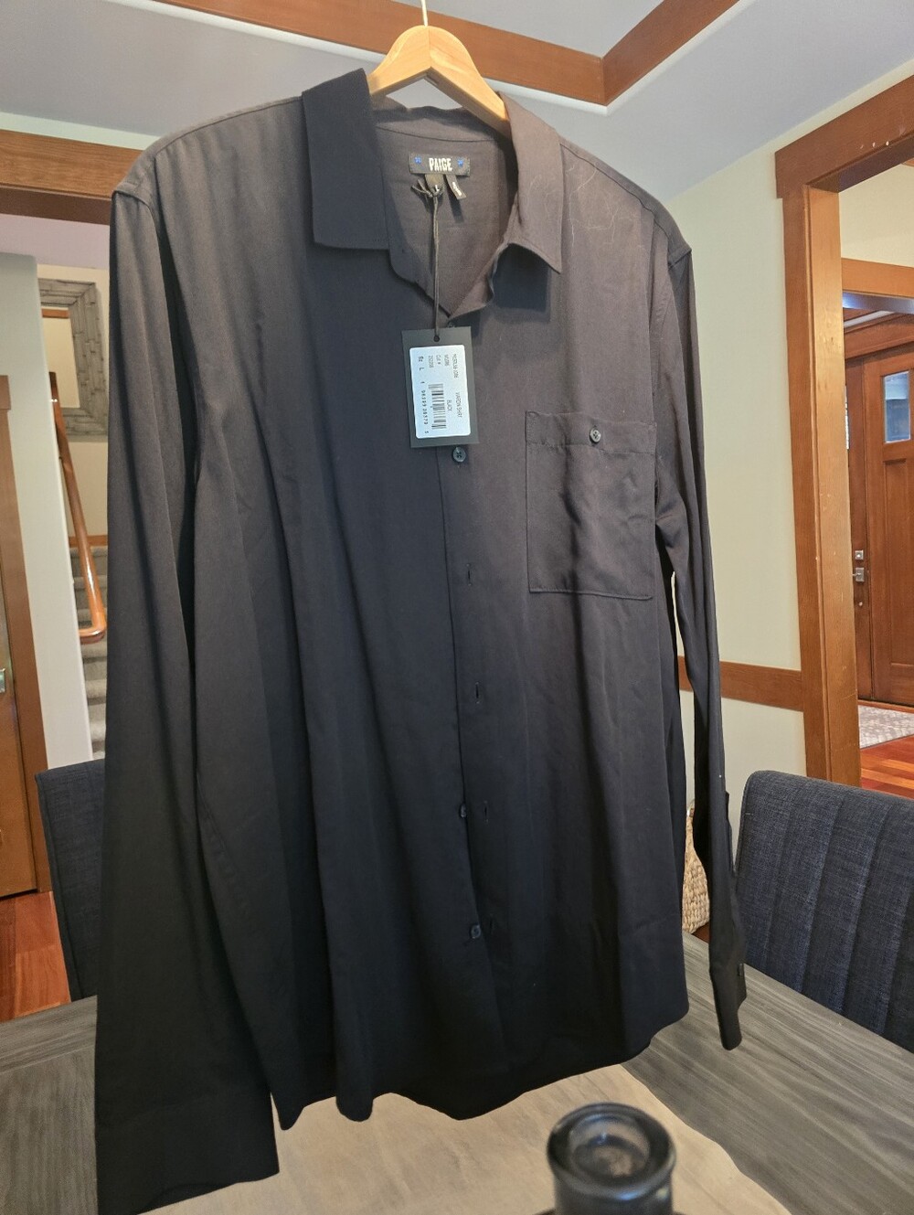Paige - Wardin shirt. New W/Tags. Size L. Men's Black Casual Button-Down Shirt